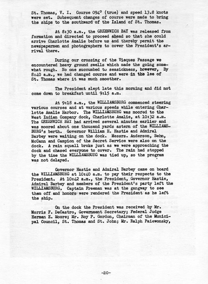 Log of President Harry S. Truman's Trip to Puerto Rico, the Virgin Islands, Guantanamo Bay, Cuba, and Fourth Key West, Florida