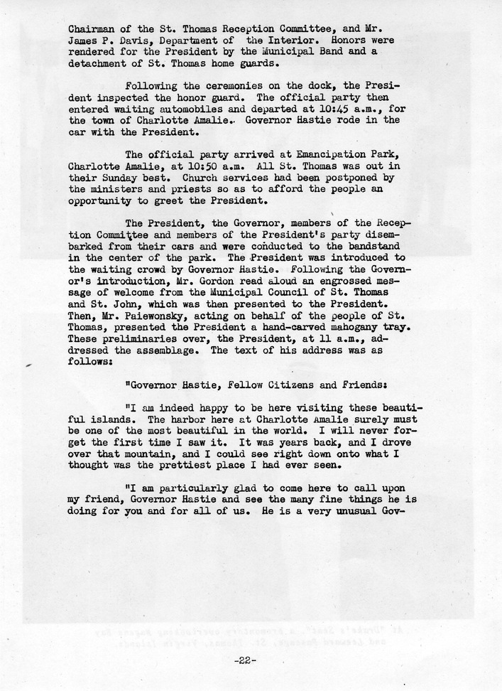 Log of President Harry S. Truman's Trip to Puerto Rico, the Virgin Islands, Guantanamo Bay, Cuba, and Fourth Key West, Florida