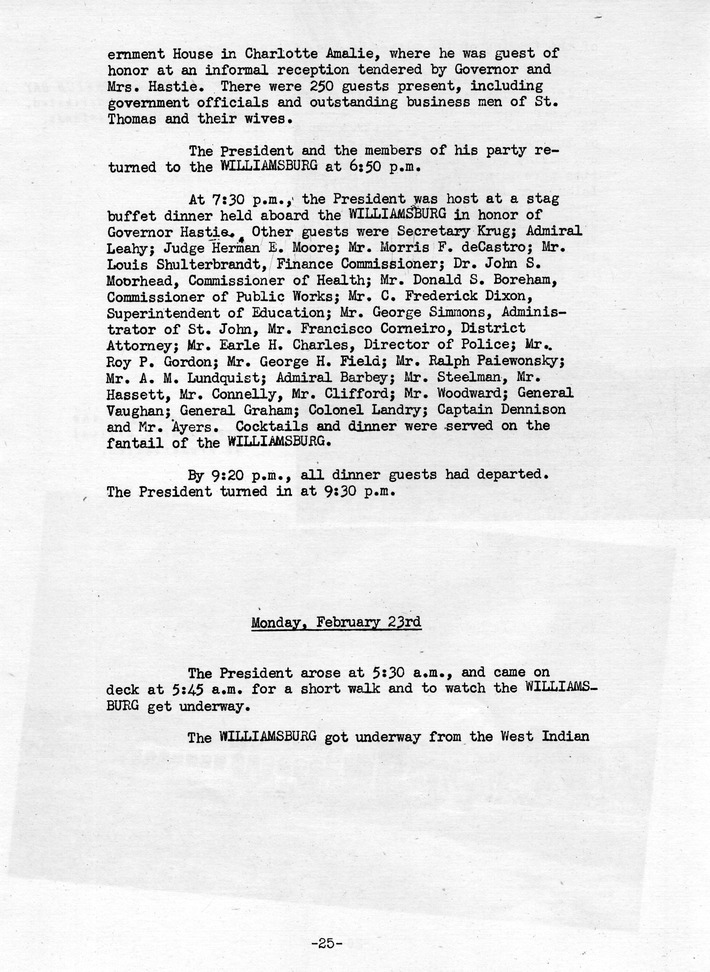 Log of President Harry S. Truman's Trip to Puerto Rico, the Virgin Islands, Guantanamo Bay, Cuba, and Fourth Key West, Florida