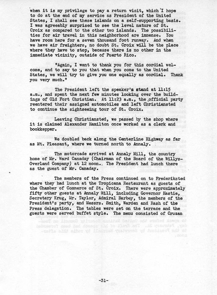 Log of President Harry S. Truman's Trip to Puerto Rico, the Virgin Islands, Guantanamo Bay, Cuba, and Fourth Key West, Florida