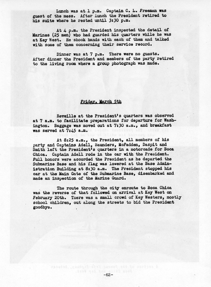Log of President Harry S. Truman's Trip to Puerto Rico, the Virgin Islands, Guantanamo Bay, Cuba, and Fourth Key West, Florida