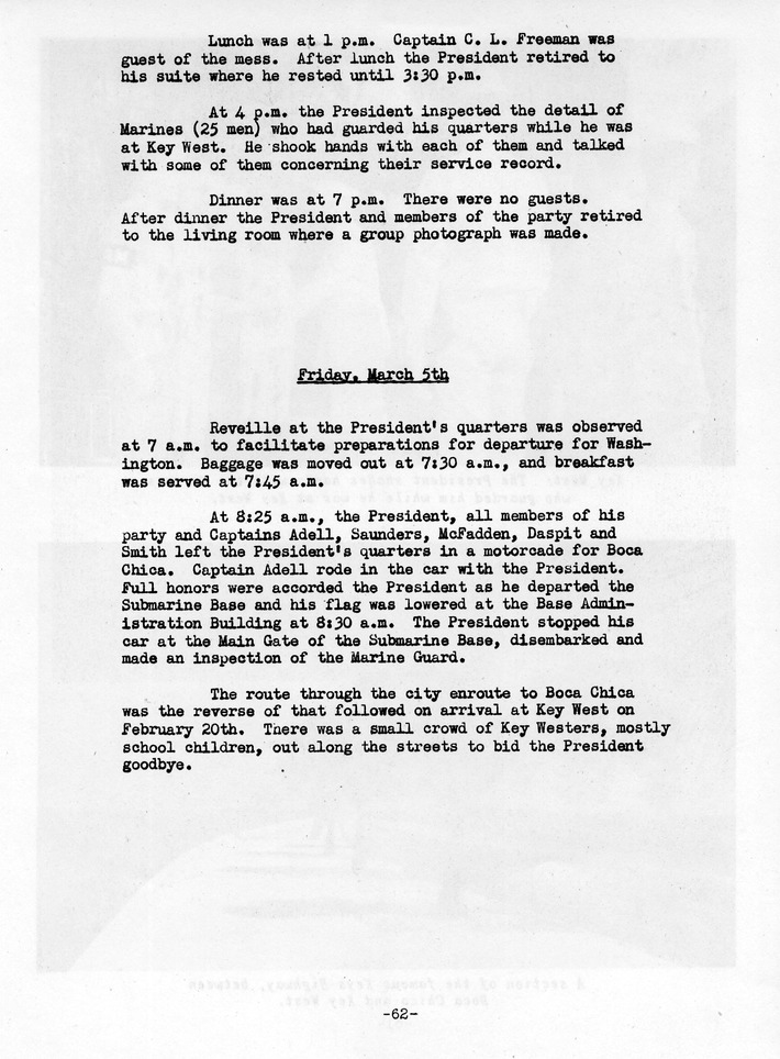 Log of President Harry S. Truman's Trip to Puerto Rico, the Virgin Islands, Guantanamo Bay, Cuba, and Fourth Key West, Florida