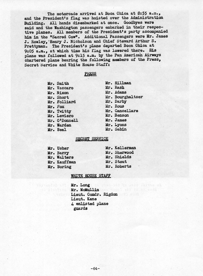 Log of President Harry S. Truman's Trip to Puerto Rico, the Virgin Islands, Guantanamo Bay, Cuba, and Fourth Key West, Florida