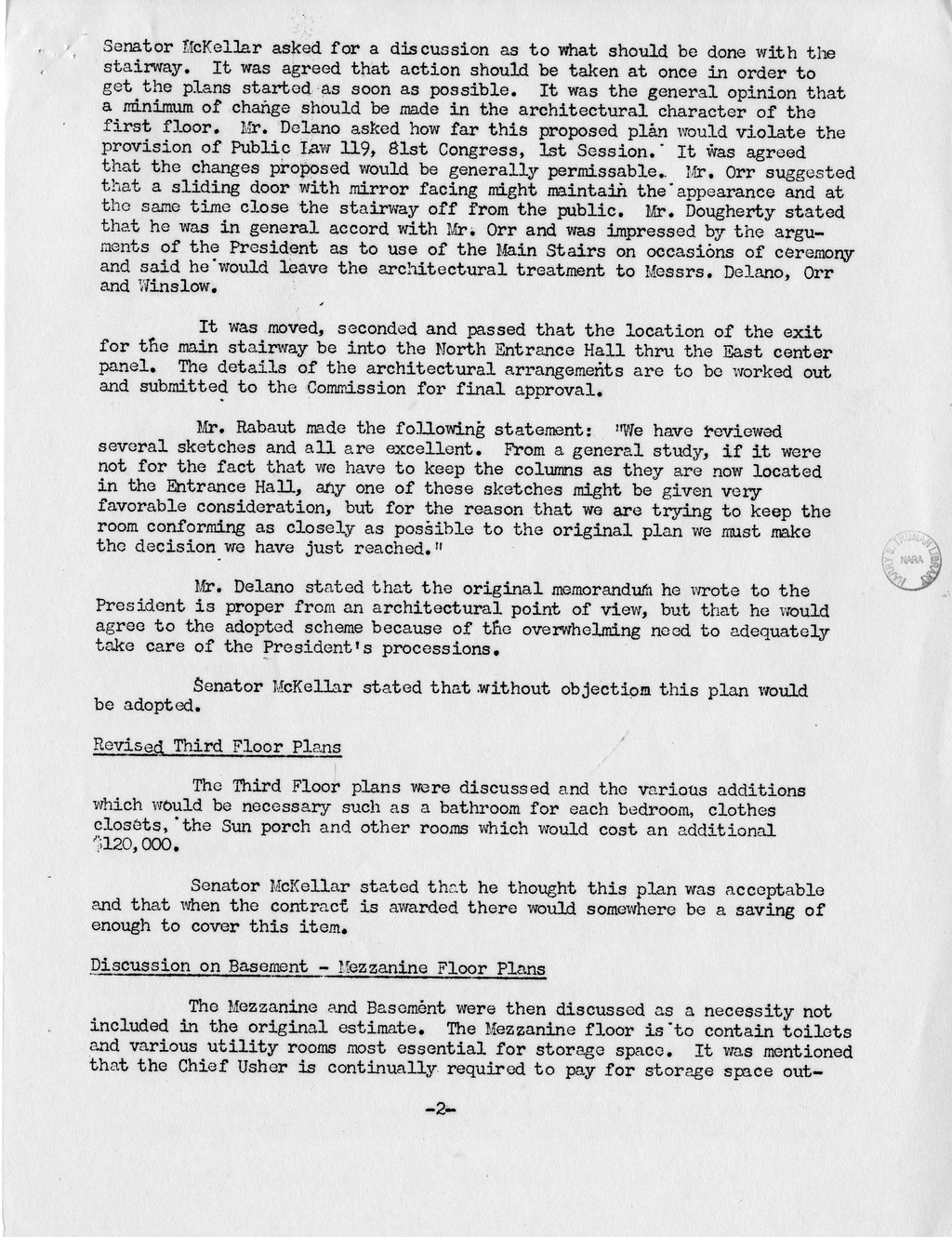 Minutes of the Tenth Meeting of the Commission on Renovation of the Executive Mansion