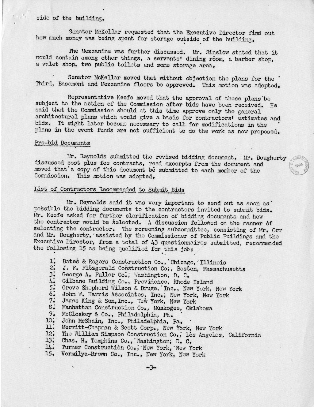Minutes of the Tenth Meeting of the Commission on Renovation of the Executive Mansion