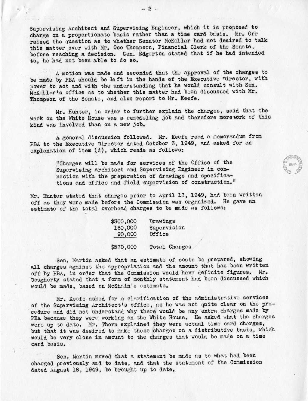 Minutes of the Thirteenth Meeting of the Commission on Renovation of the Executive Mansion