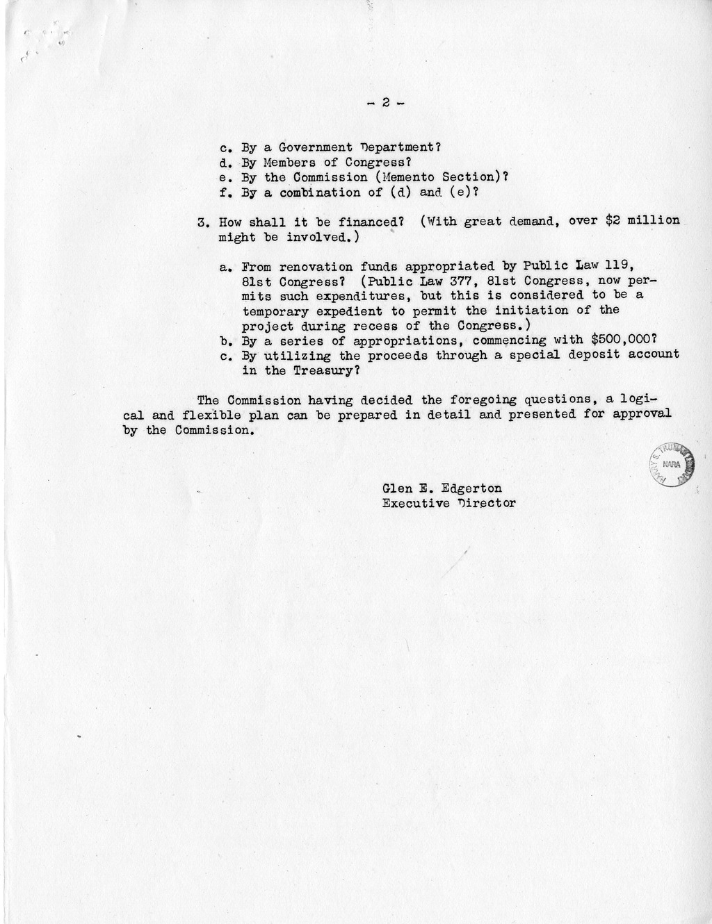 Memorandum from R. E. Dougherty to Major General Glen E. Edgerton with Attachments