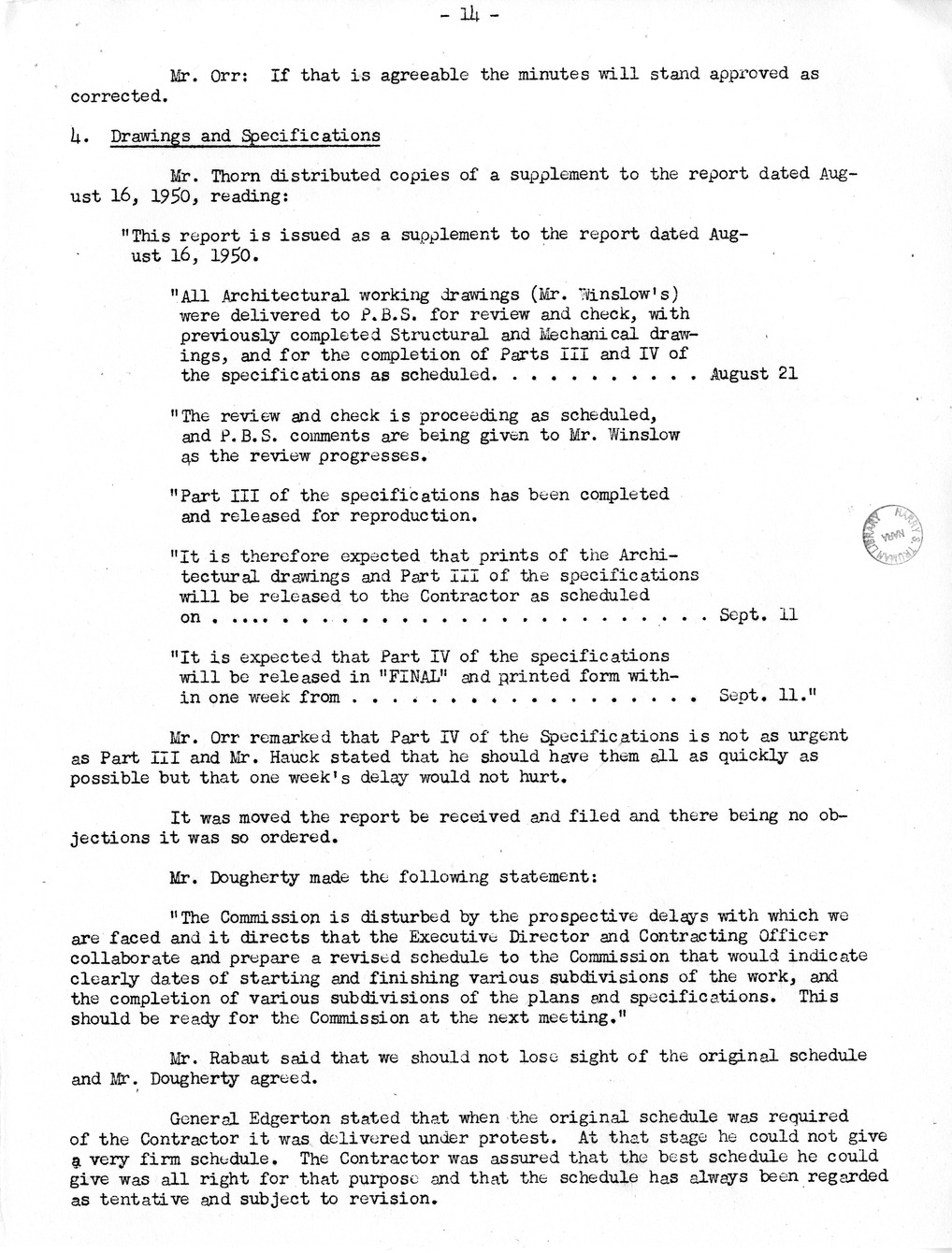 Minutes of the Twenty-Seventh Meeting of the Commission on Renovation of the Executive Mansion