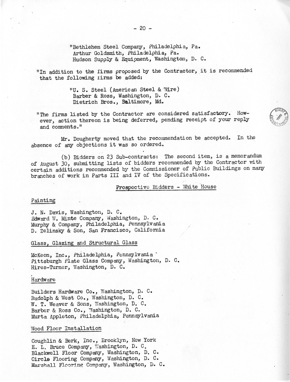 Minutes of the Twenty-Seventh Meeting of the Commission on Renovation of the Executive Mansion