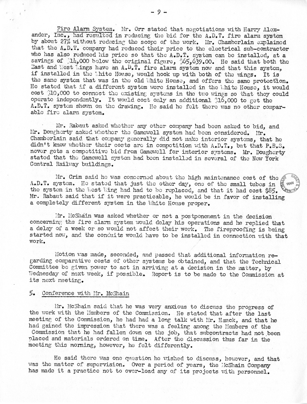Minutes of the Twenty-Eighth Meeting of the Commission on Renovation of the Executive Mansion
