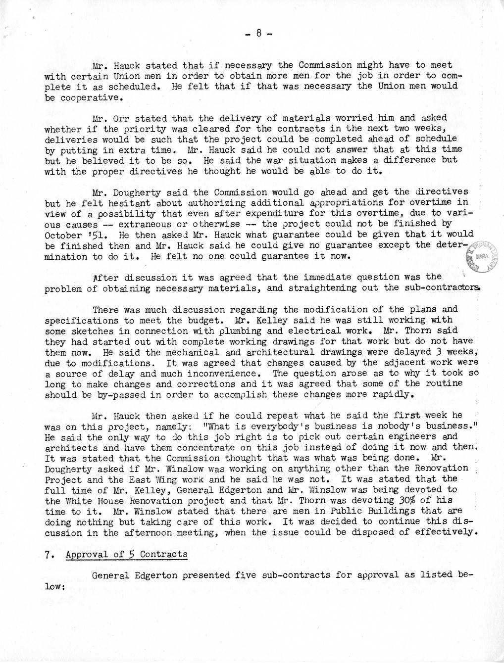 Minutes of the Thirty-First Meeting of the Commission on Renovation of the Executive Mansion