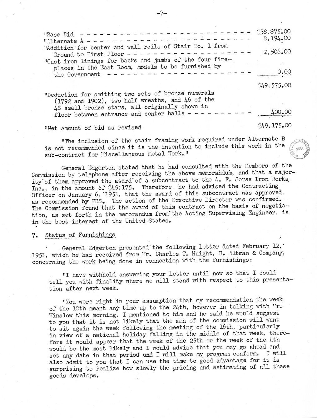 Minutes of the Thirty-Seventh Meeting of the Commission on Renovation of the Executive Mansion