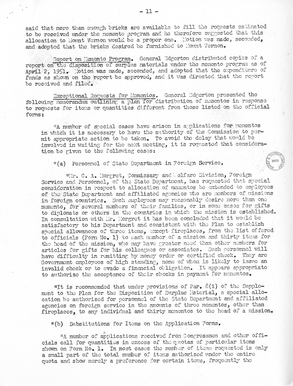 Minutes of the Fortieth Meeting of the Commission on Renovation of the Executive Mansion