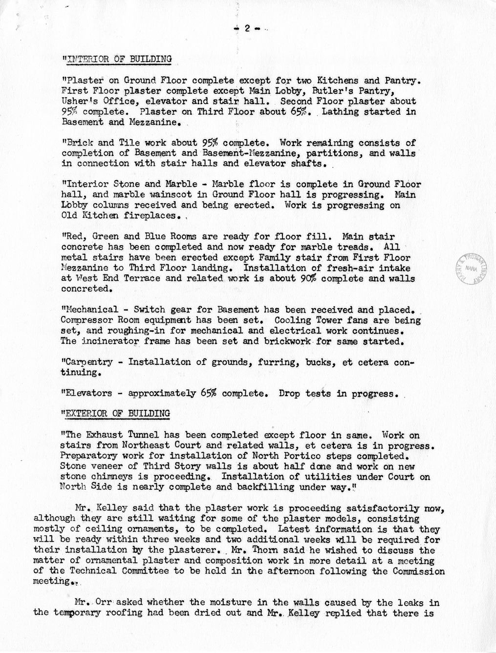 Minutes of the Forty-Fifth Meeting of the Commission on Renovation of the Executive Mansion
