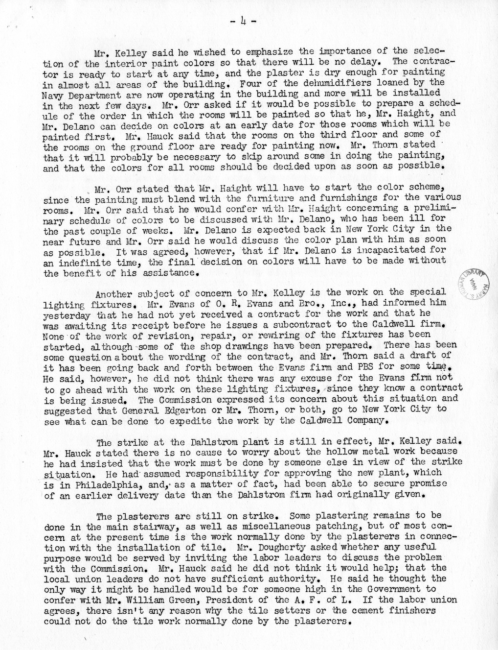 Minutes of the Forty-Ninth Meeting of the Commission on Renovation of the Executive Mansion