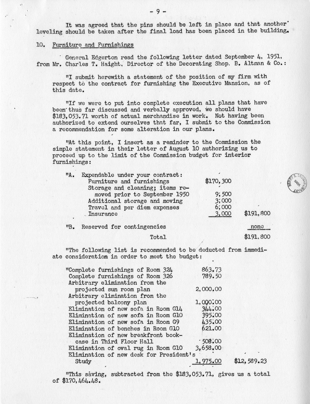 Minutes of the Fiftieth Meeting of the Commission on Renovation of the Executive Mansion