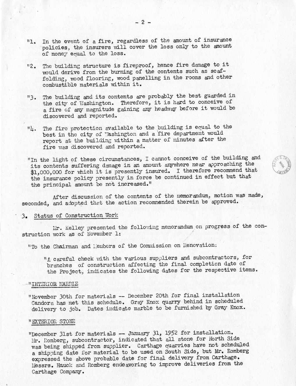 Minutes of the Fifty-Fourth Meeting of the Commission on Renovation of the Executive Mansion