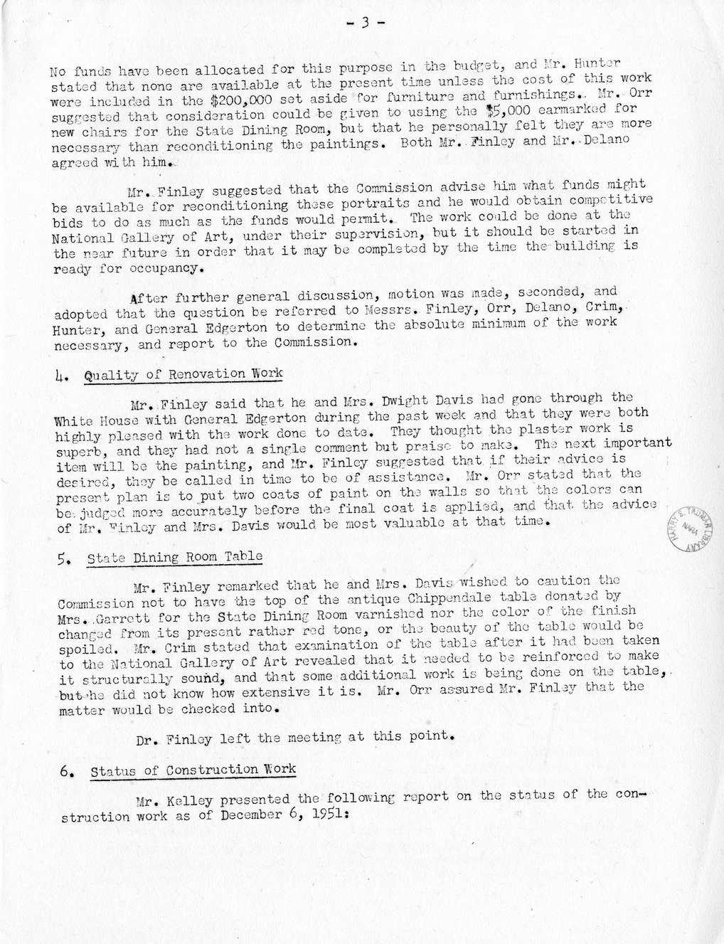 Minutes of the Fifty-Sixth Meeting of the Commission on Renovation of the Executive Mansion