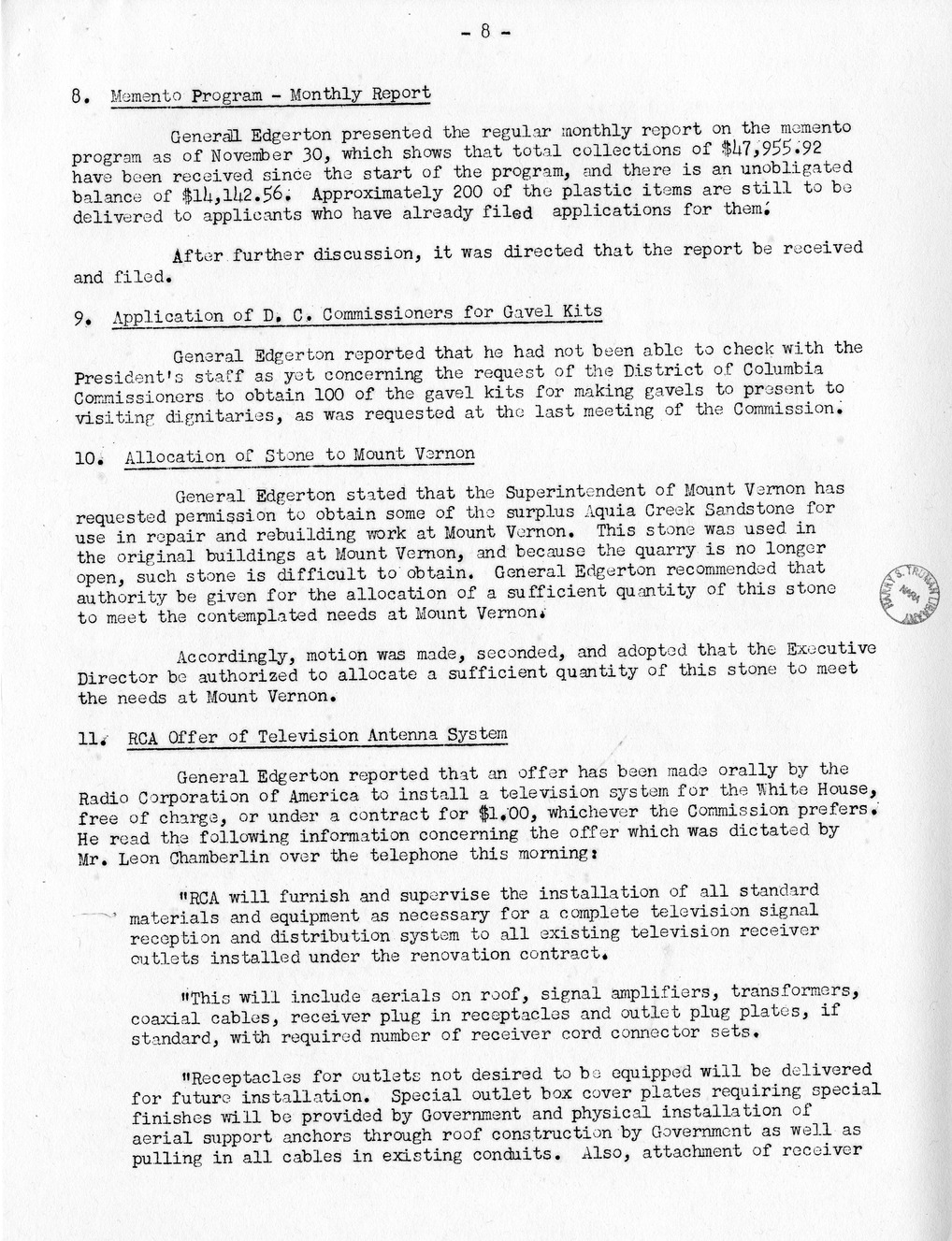 Minutes of the Fifty-Sixth Meeting of the Commission on Renovation of the Executive Mansion