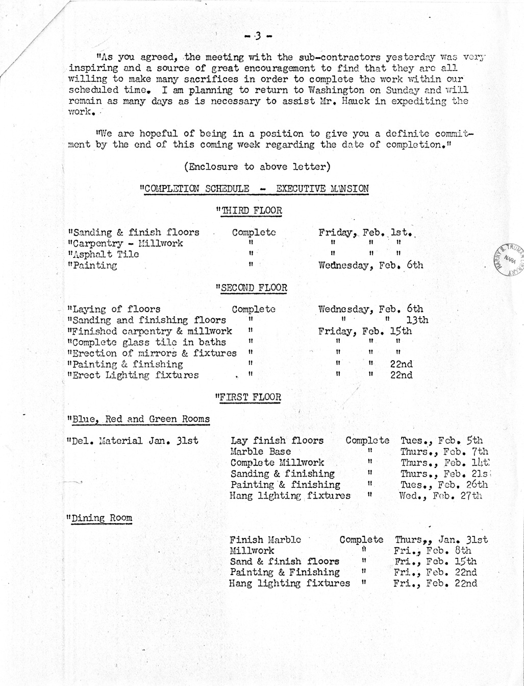 Minutes of the Sixtieth Meeting of the Commission on Renovation of the Executive Mansion