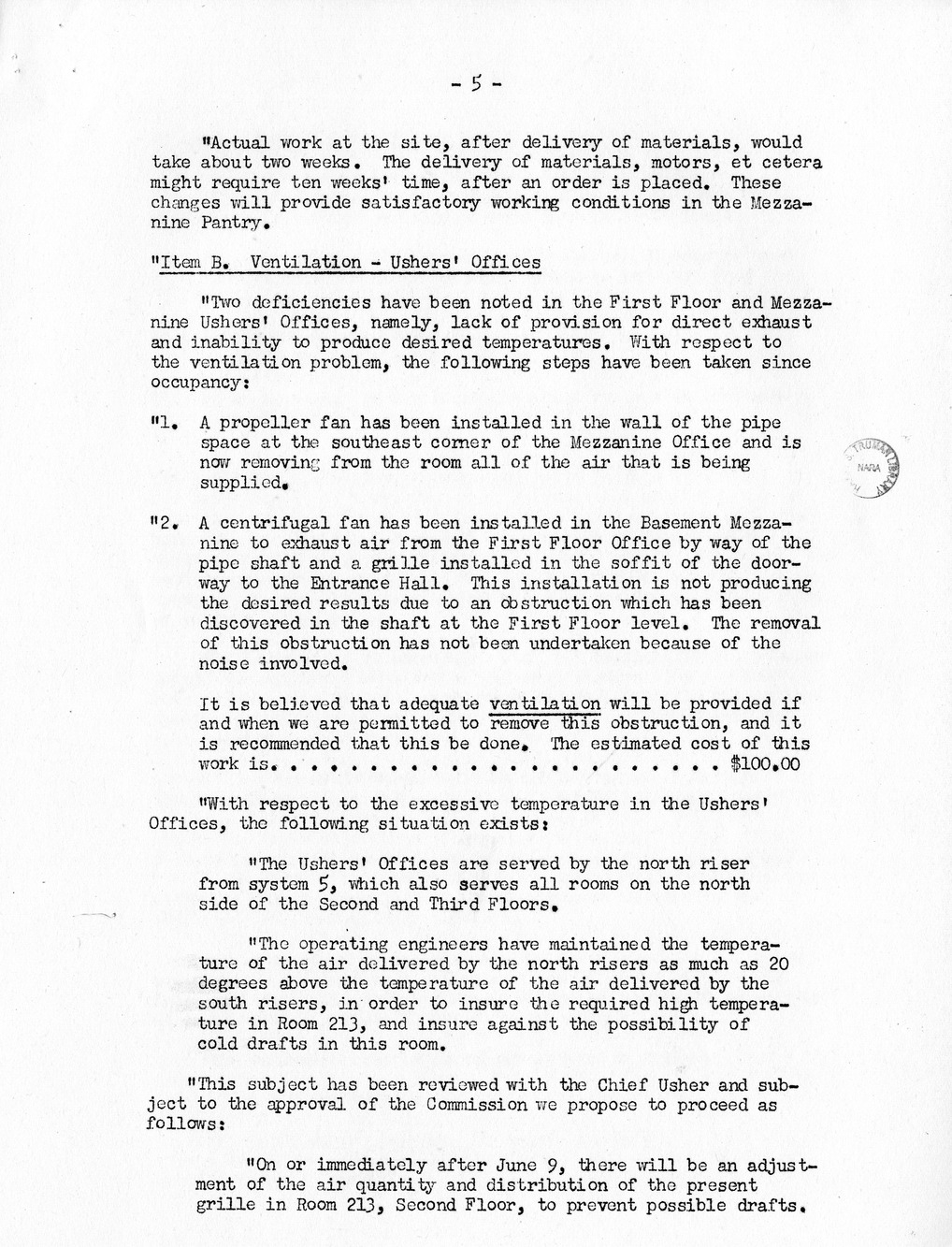 Minutes of the Sixty-Ninth Meeting of the Commission On Renovation of the Executive Mansion [Misdated 1951]