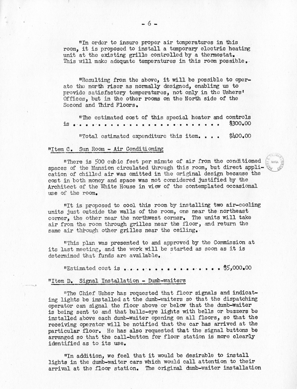 Minutes of the Sixty-Ninth Meeting of the Commission On Renovation of the Executive Mansion [Misdated 1951]