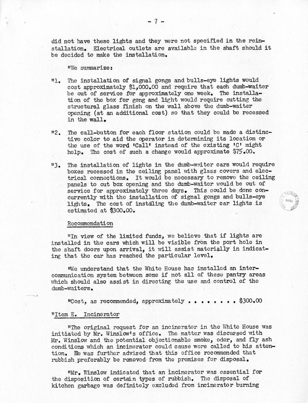 Minutes of the Sixty-Ninth Meeting of the Commission On Renovation of the Executive Mansion [Misdated 1951]