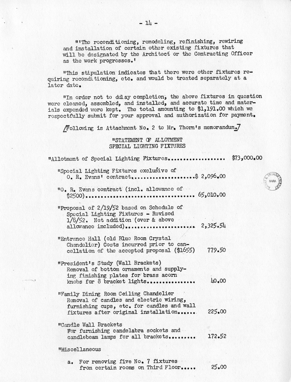 Minutes of the Sixty-Ninth Meeting of the Commission On Renovation of the Executive Mansion [Misdated 1951]