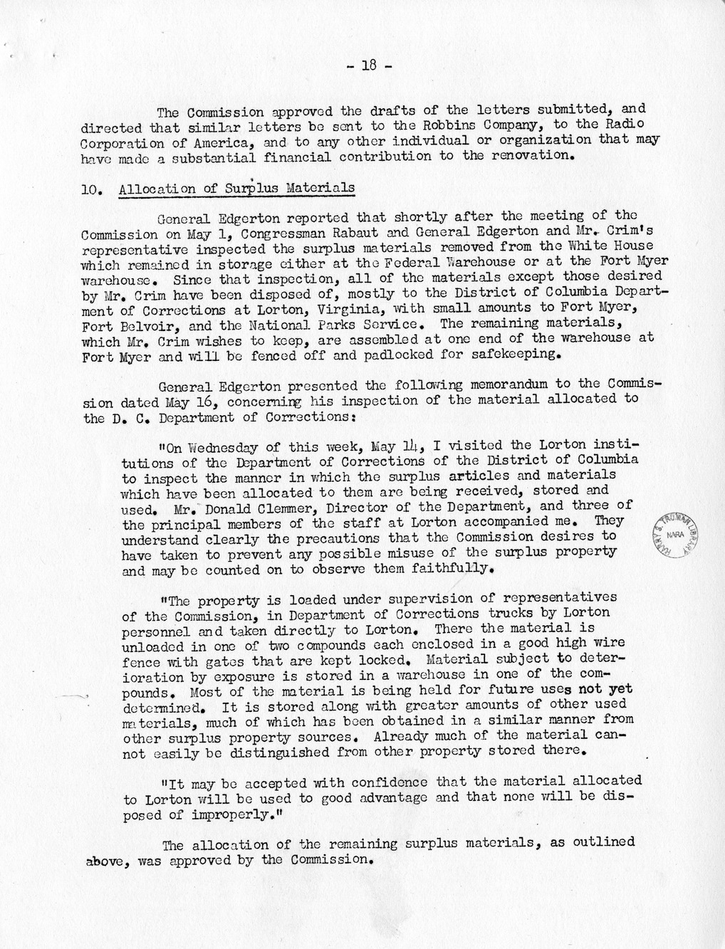 Minutes of the Sixty-Ninth Meeting of the Commission On Renovation of the Executive Mansion [Misdated 1951]