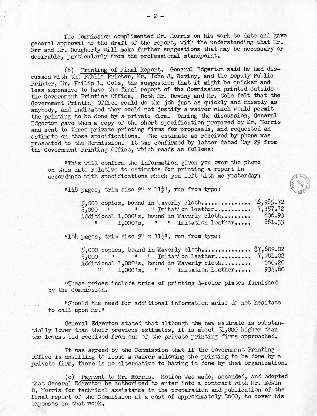 Minutes of the Seventieth Meeting of the Commission On Renovation of the Executive Mansion