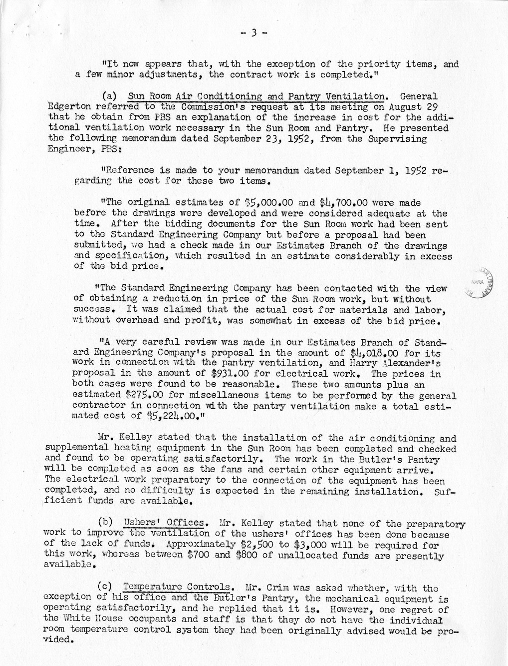 Minutes of the Seventy-Fifth Meeting of the Commission On Renovation of the Executive Mansion