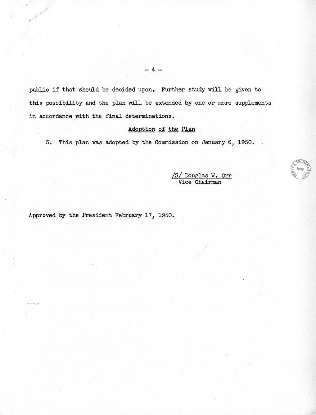 Memorandum from Douglas Orr, Plan for the Disposition of Surplus Material from the White House