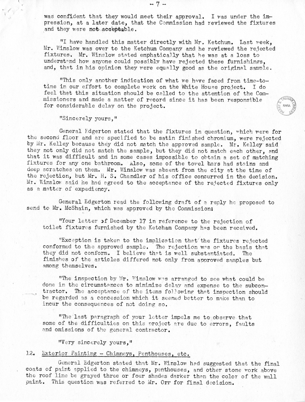 Minutes of the Fifty-Seventh Meeting of the Commission on Renovation of the Executive Mansion