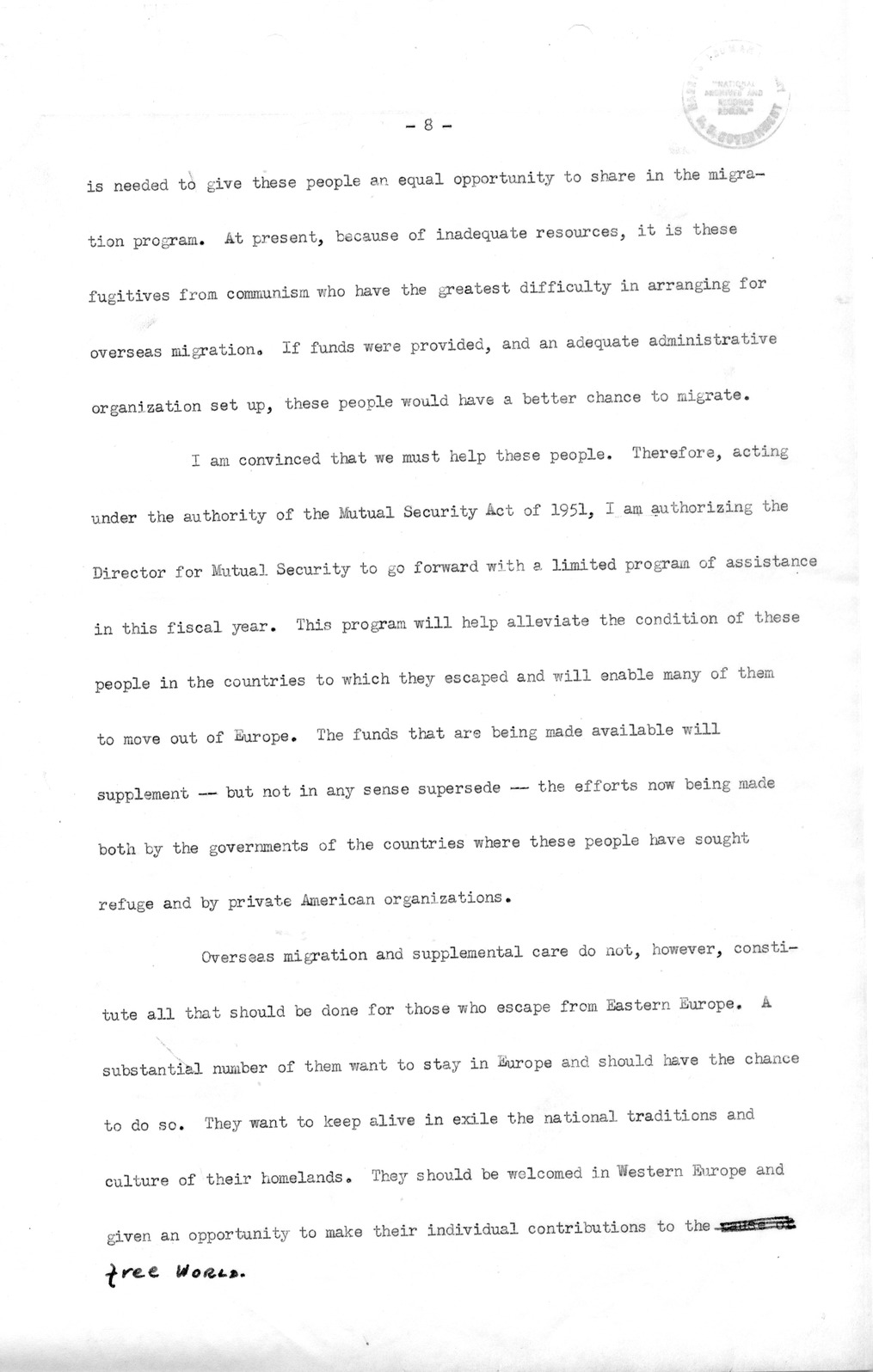 Memorandum from Richard Neustadt to Rufus Miles, with Attached Message Draft