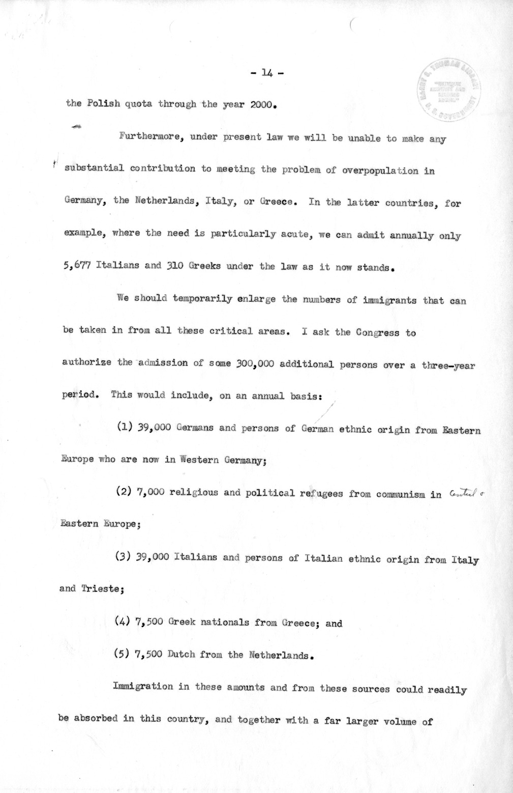 Memorandum from Richard Neustadt To Roger Jones with Attached Draft of Special Message to Congress