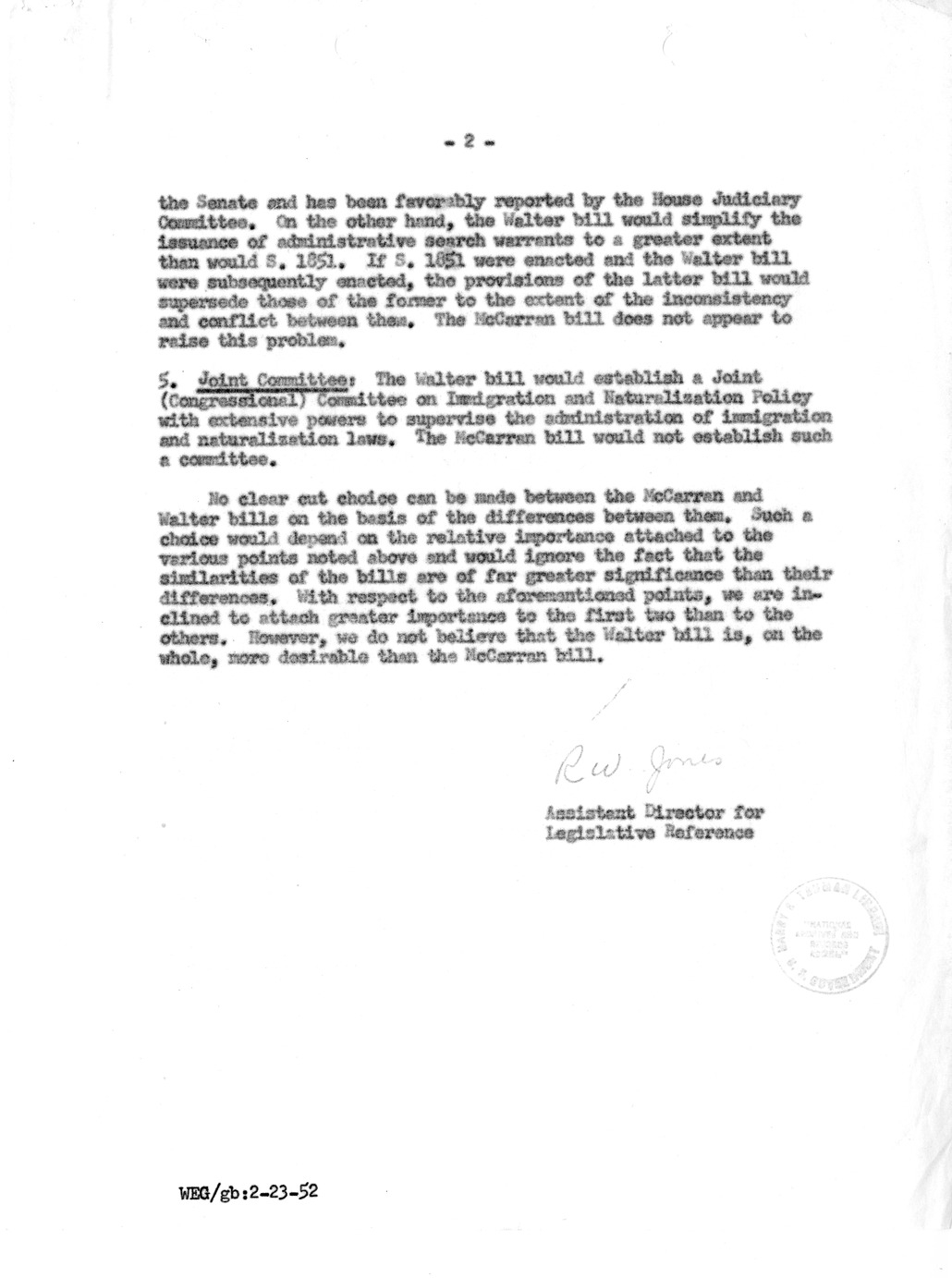 Memorandum from Roger Jones to David Lloyd