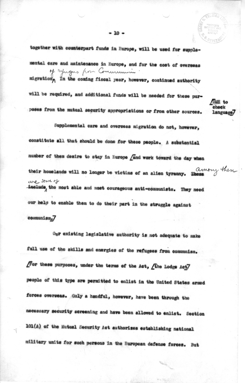 Memorandum from Carlile Bolton-Smith To Richard Neustadt, with Attached Draft of Message