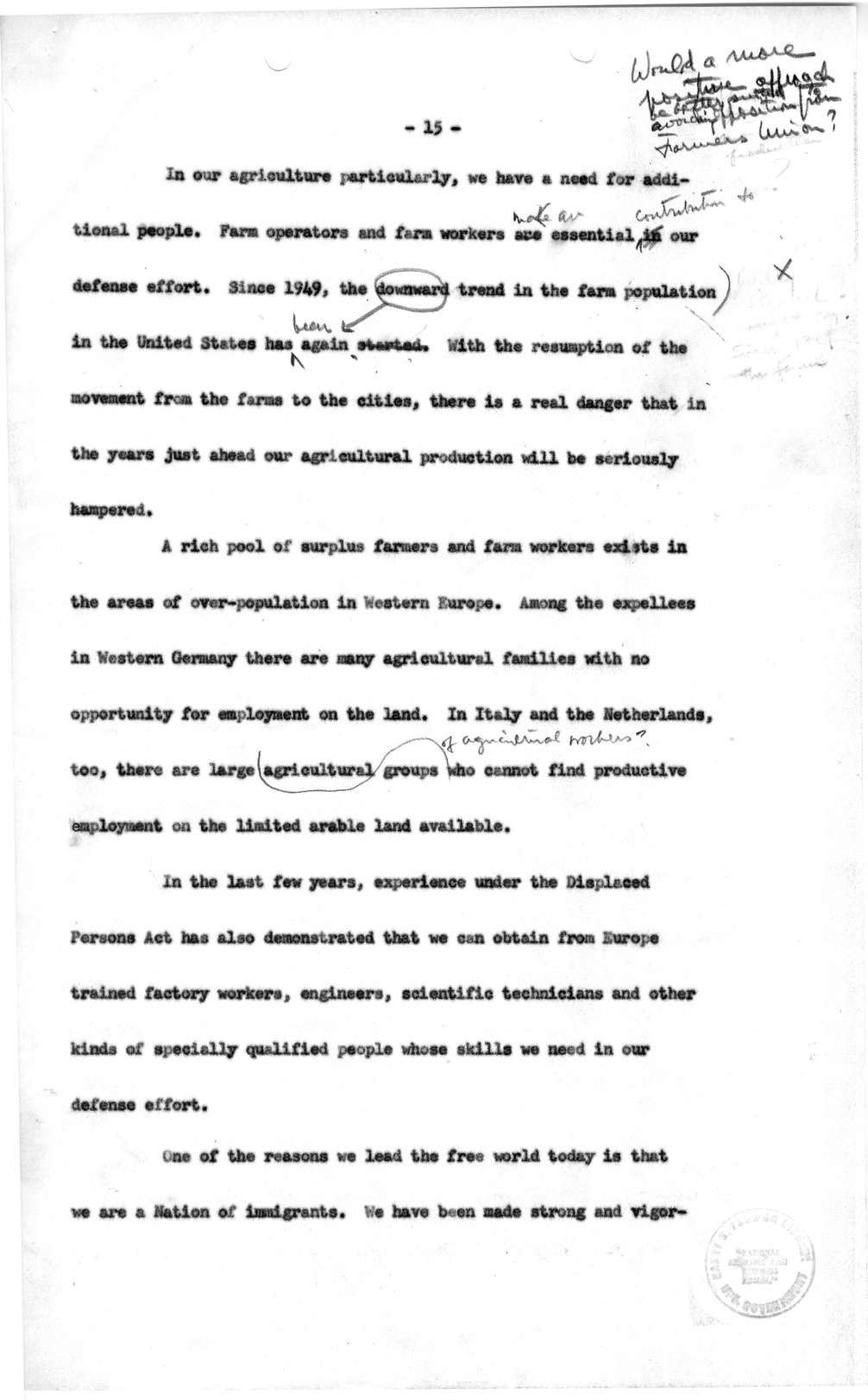 Memorandum from Carlile Bolton-Smith To Richard Neustadt, with Attached Draft of Message