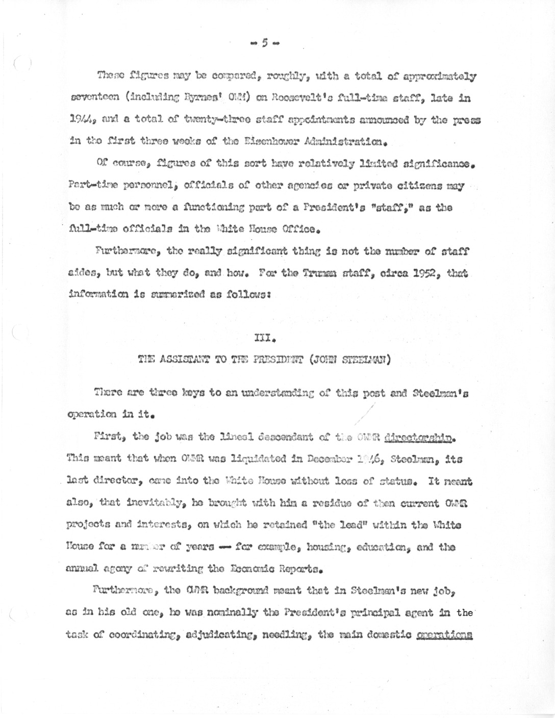 Essay, Notes on the White House Staff, By Richard Neustadt