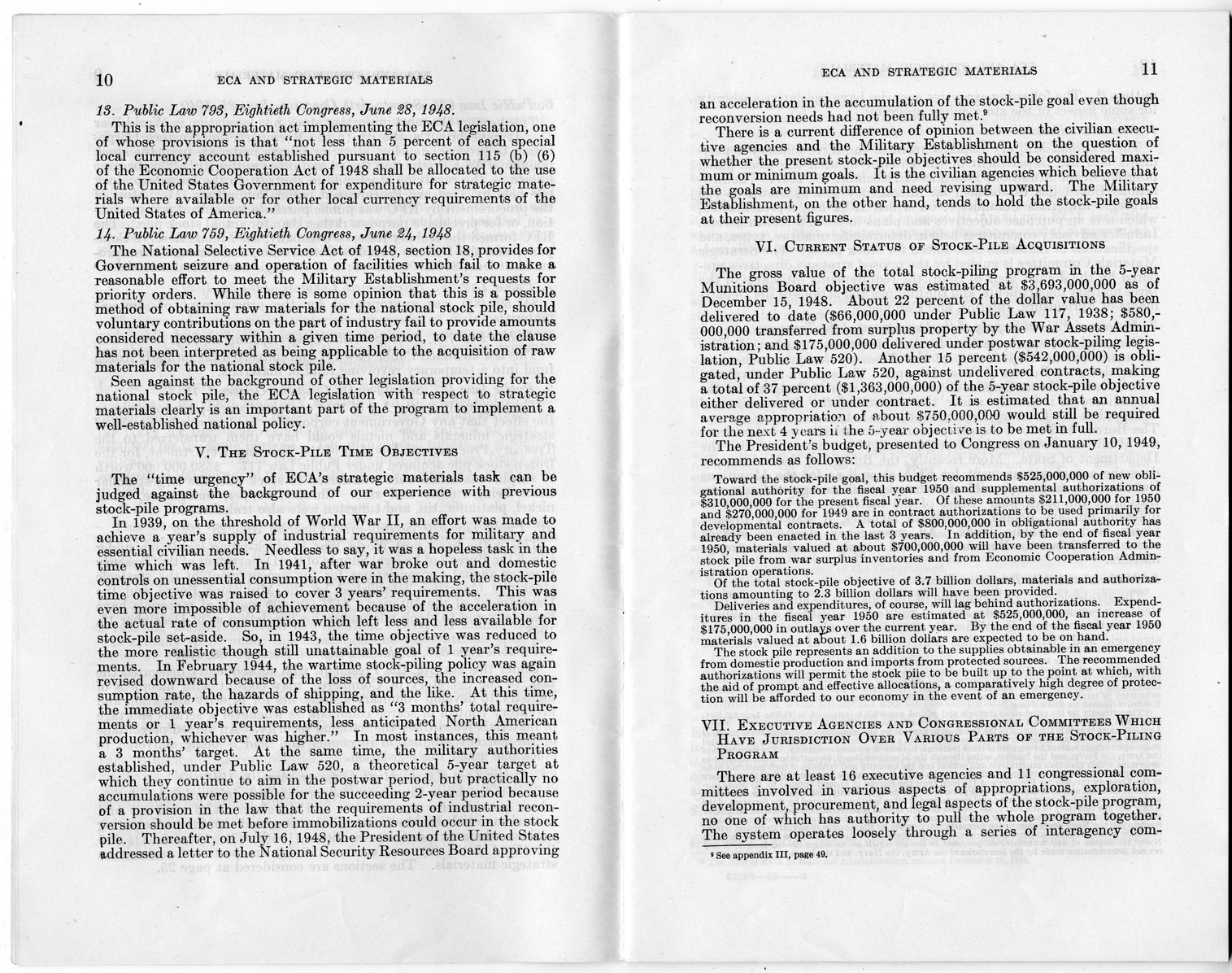 Senate Report Number 140, ECA and Strategic Materials - Report of the Joint Committee on Foreign Economic Cooperation Created Pursuant to Section 124 of Public Law 472, Eightieth Congress