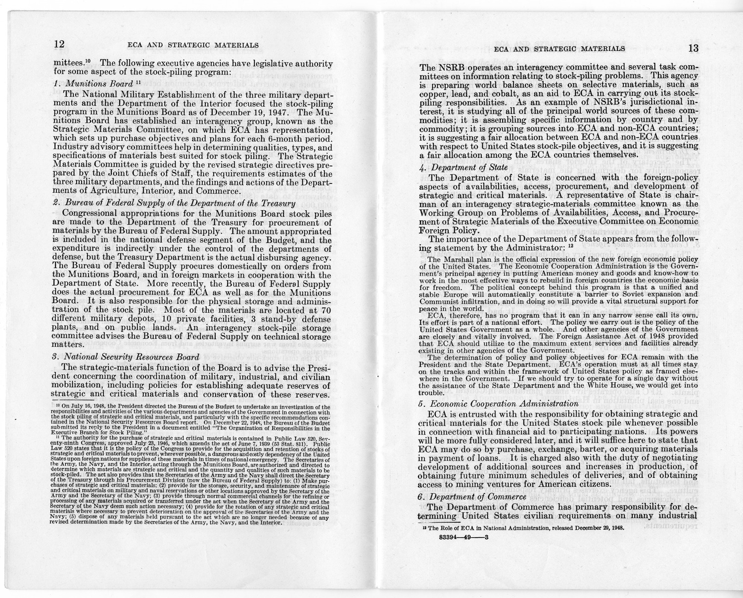 Senate Report Number 140, ECA and Strategic Materials - Report of the Joint Committee on Foreign Economic Cooperation Created Pursuant to Section 124 of Public Law 472, Eightieth Congress