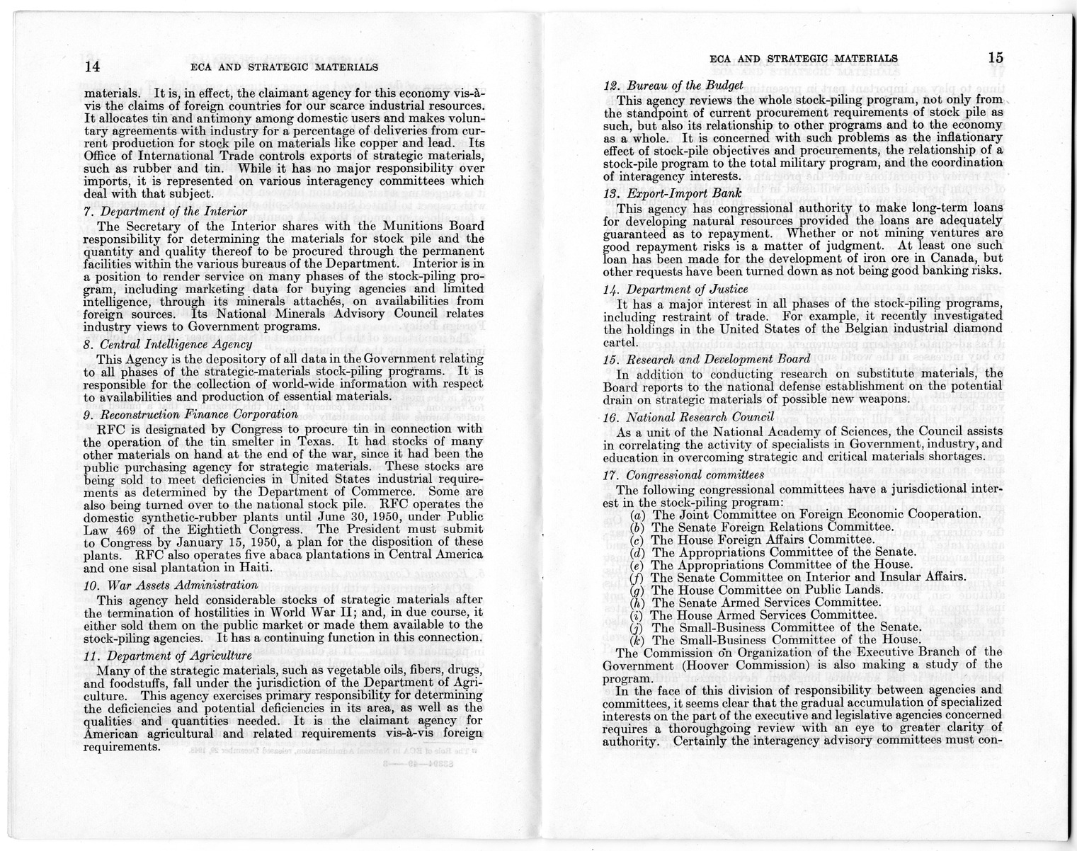 Senate Report Number 140, ECA and Strategic Materials - Report of the Joint Committee on Foreign Economic Cooperation Created Pursuant to Section 124 of Public Law 472, Eightieth Congress