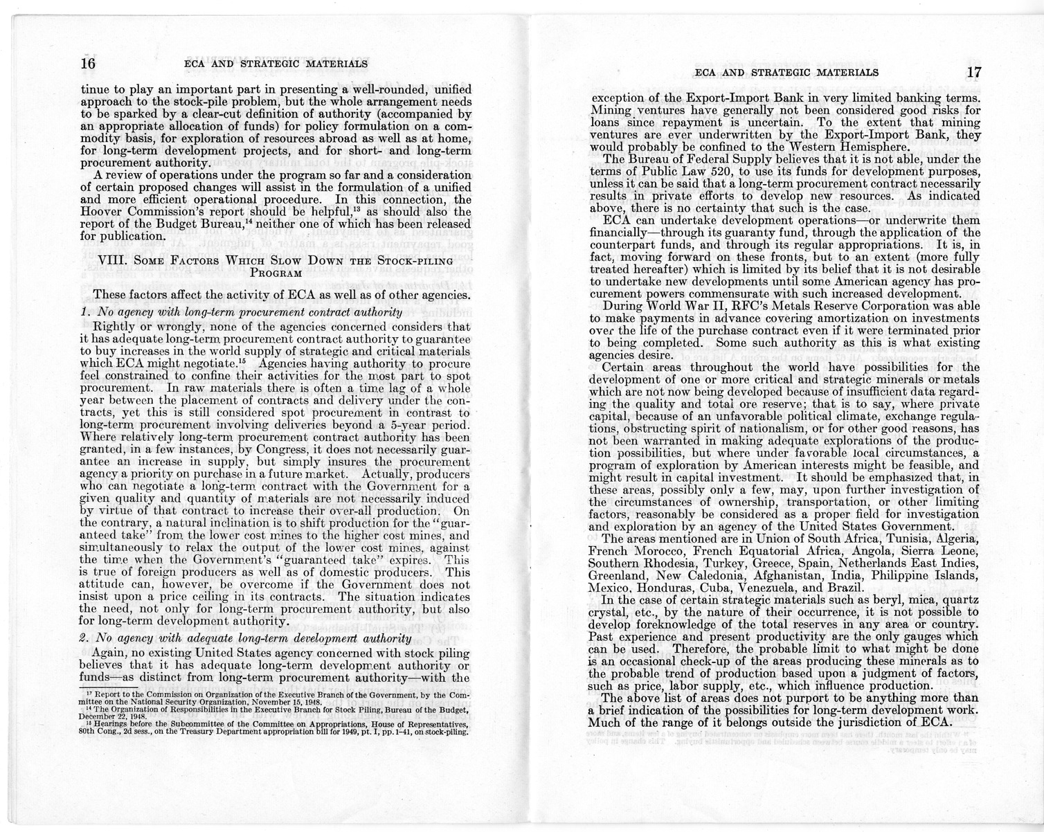 Senate Report Number 140, ECA and Strategic Materials - Report of the Joint Committee on Foreign Economic Cooperation Created Pursuant to Section 124 of Public Law 472, Eightieth Congress