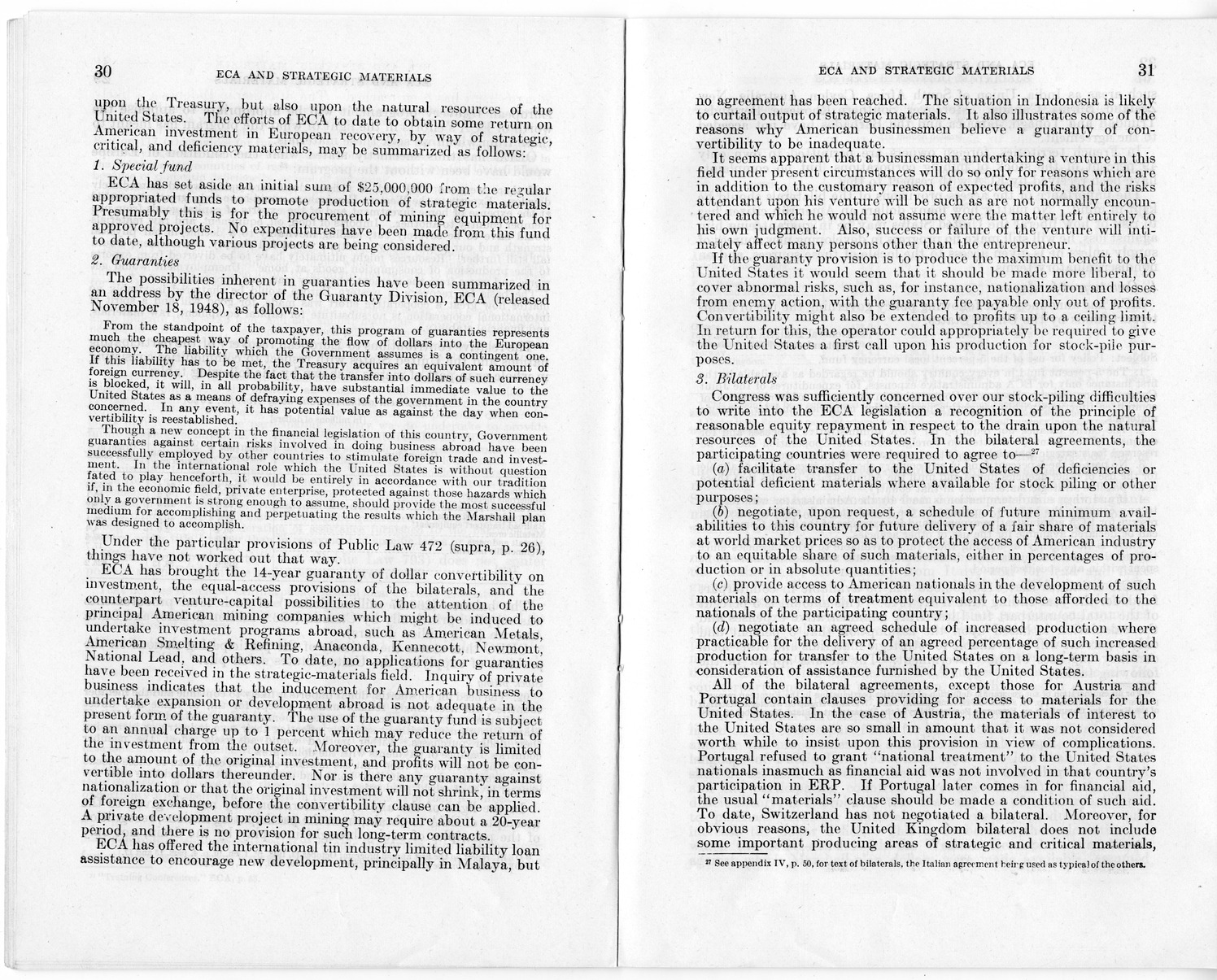 Senate Report Number 140, ECA and Strategic Materials - Report of the Joint Committee on Foreign Economic Cooperation Created Pursuant to Section 124 of Public Law 472, Eightieth Congress