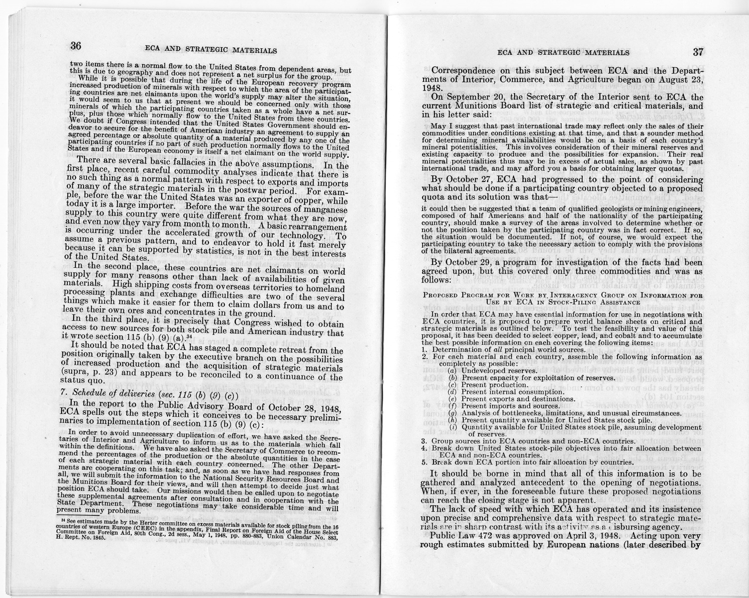 Senate Report Number 140, ECA and Strategic Materials - Report of the Joint Committee on Foreign Economic Cooperation Created Pursuant to Section 124 of Public Law 472, Eightieth Congress