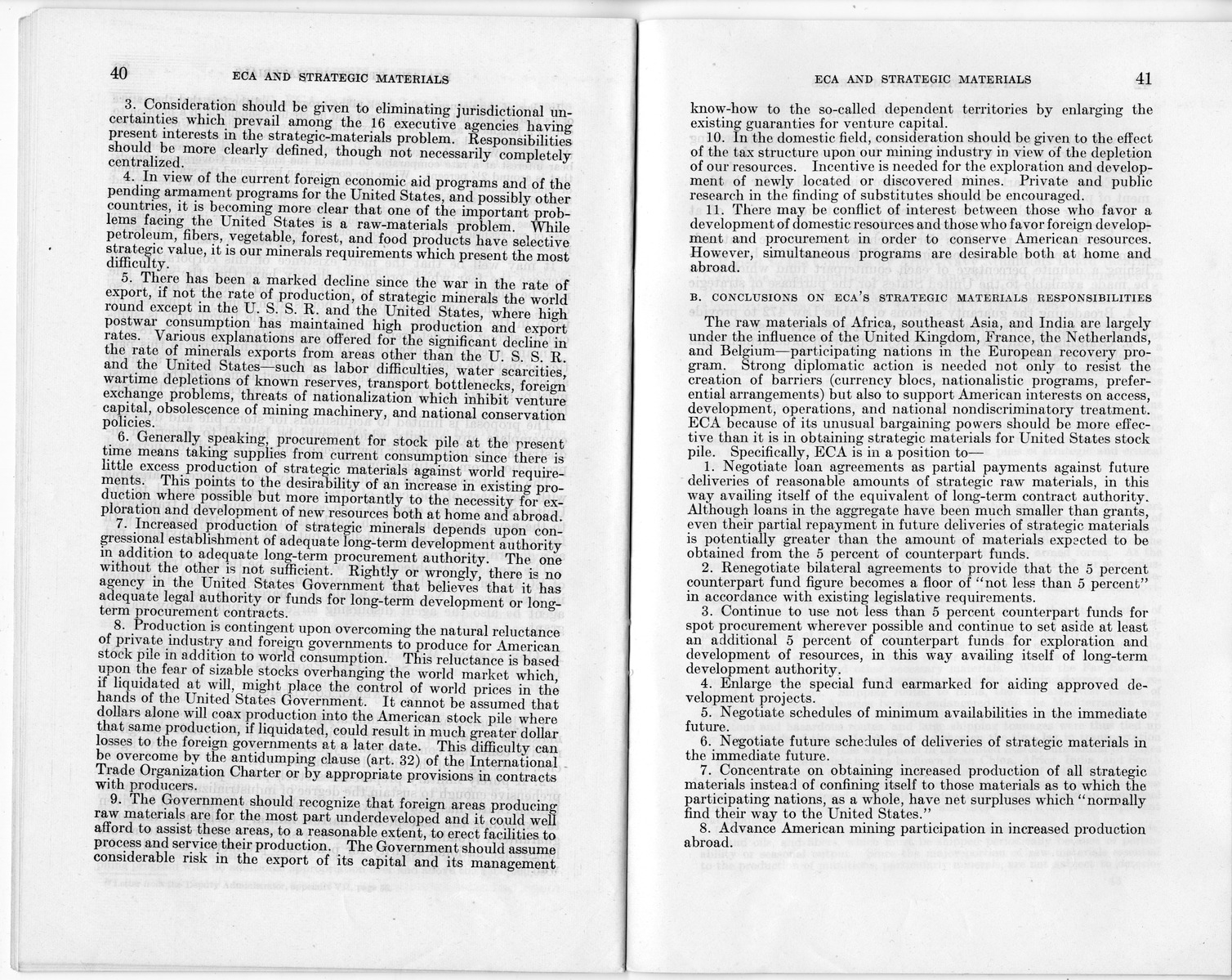 Senate Report Number 140, ECA and Strategic Materials - Report of the Joint Committee on Foreign Economic Cooperation Created Pursuant to Section 124 of Public Law 472, Eightieth Congress