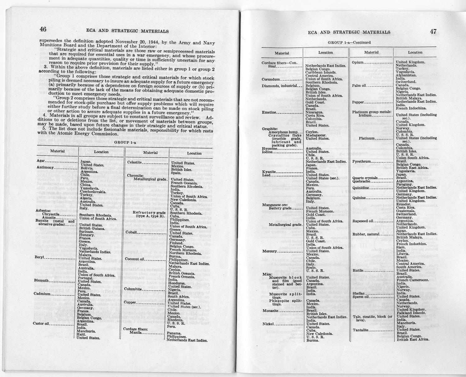 Senate Report Number 140, ECA and Strategic Materials - Report of the Joint Committee on Foreign Economic Cooperation Created Pursuant to Section 124 of Public Law 472, Eightieth Congress