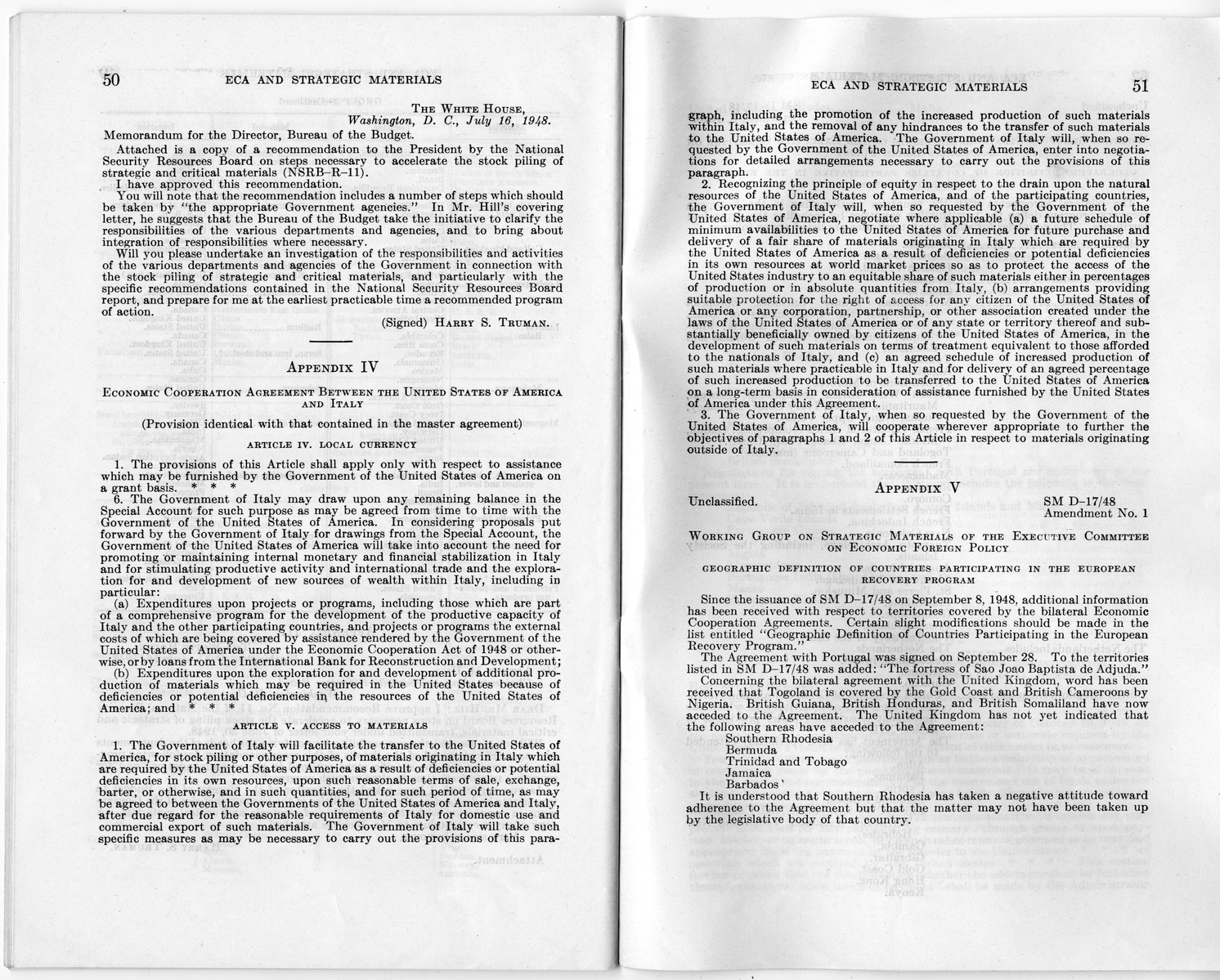 Senate Report Number 140, ECA and Strategic Materials - Report of the Joint Committee on Foreign Economic Cooperation Created Pursuant to Section 124 of Public Law 472, Eightieth Congress