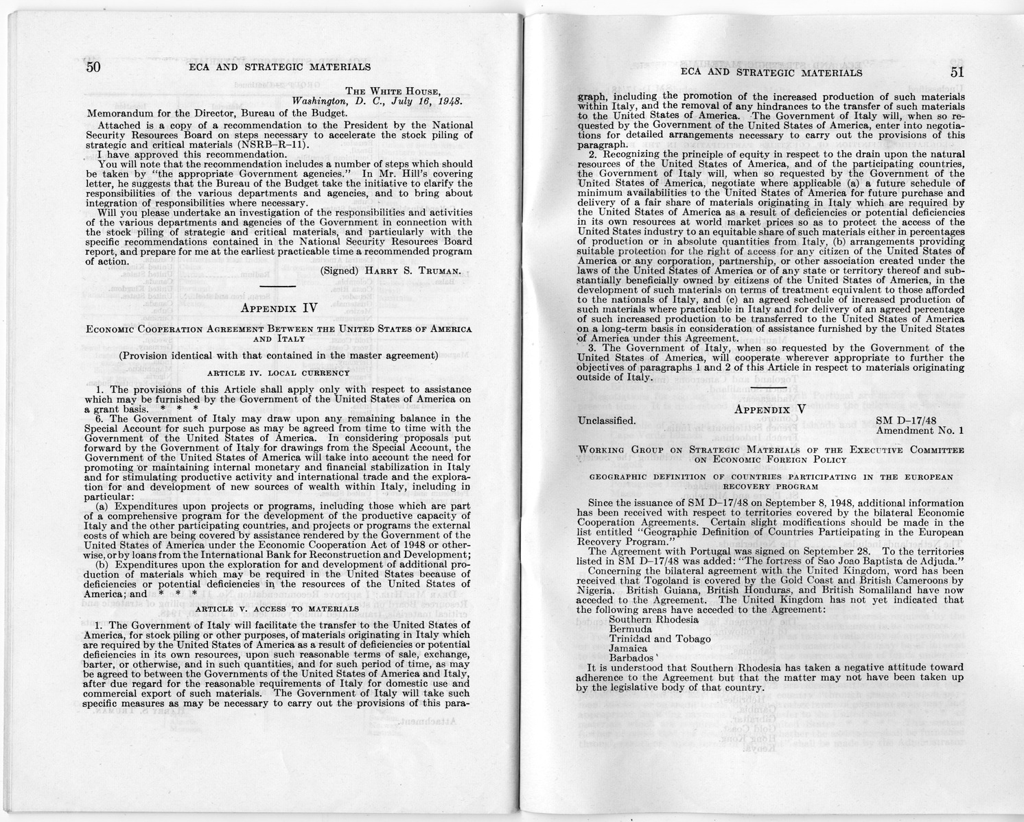 Senate Report Number 140, ECA and Strategic Materials - Report of the Joint Committee on Foreign Economic Cooperation Created Pursuant to Section 124 of Public Law 472, Eightieth Congress