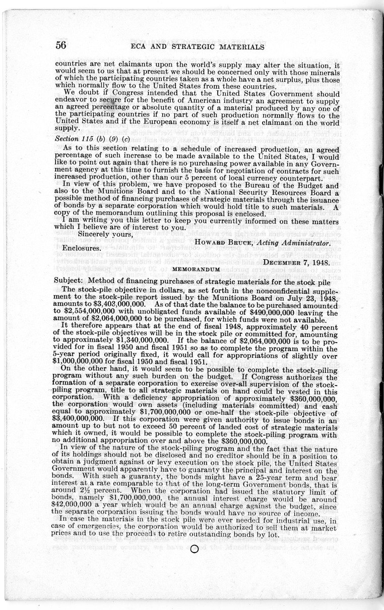 Senate Report Number 140, ECA and Strategic Materials - Report of the Joint Committee on Foreign Economic Cooperation Created Pursuant to Section 124 of Public Law 472, Eightieth Congress